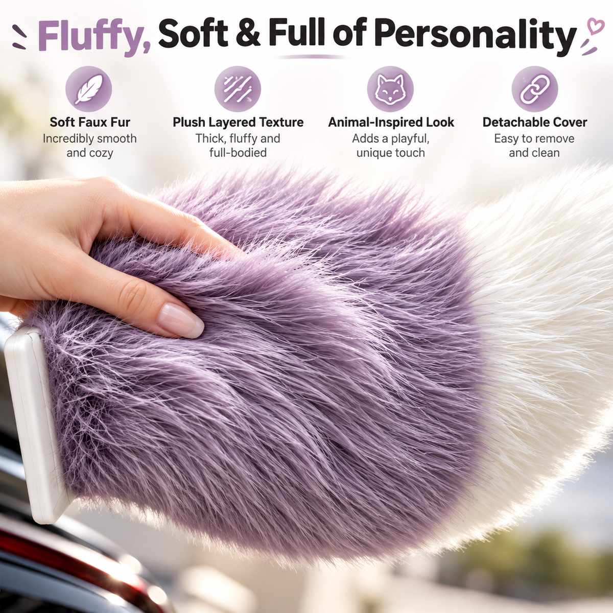 Remote Control Moving Car Tail USB Rechargeable Fluffy Vehicle Decoration