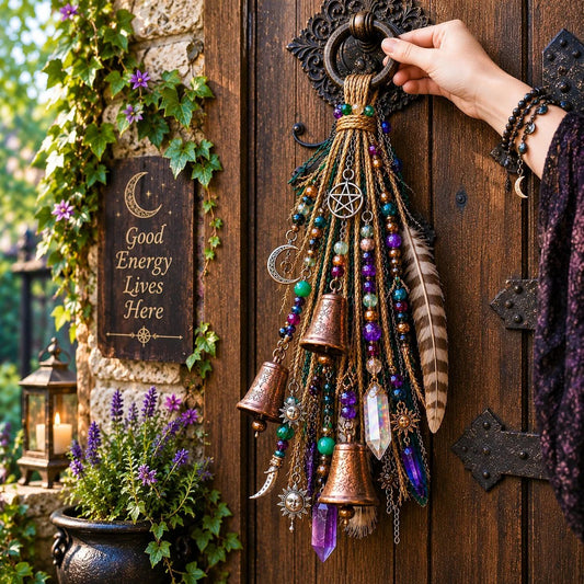 Witchy Door Charm | Bells, Crystals & Celestial Hanging Decor