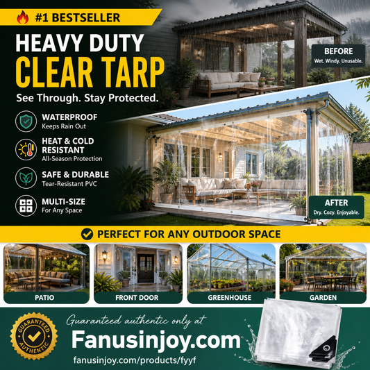 Heavy Duty Clear Tarp 14 Mil PVC, Weatherproof, Tear-Resistant, UV & Mildew Proof Patio, Camping & More!