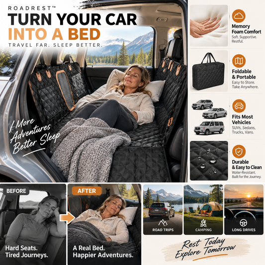 NOW! Car Rear-Seat Memory Foam Travel Mattress Foldable SUV Sedan Truck Camping Bed