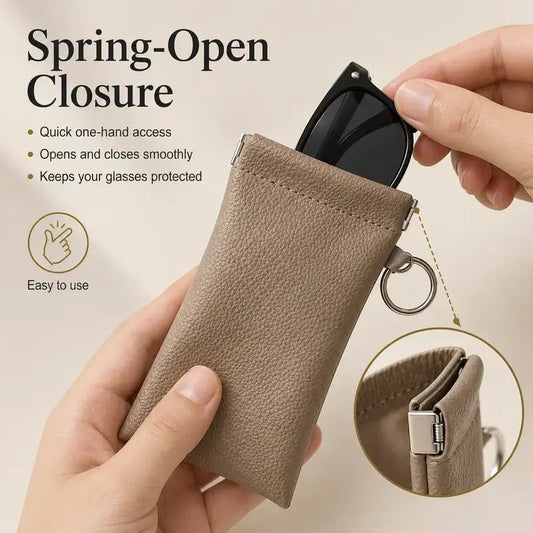 Elastic Opening PU Leather Sunglasses Pouch Soft Portable Anti Scratch Eyeglasses Storage Protective Bag