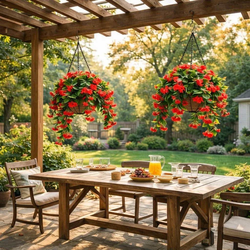 Faux Crepe Myrtle Hanging Baskets Ultra-Realistic (2 pcs)
