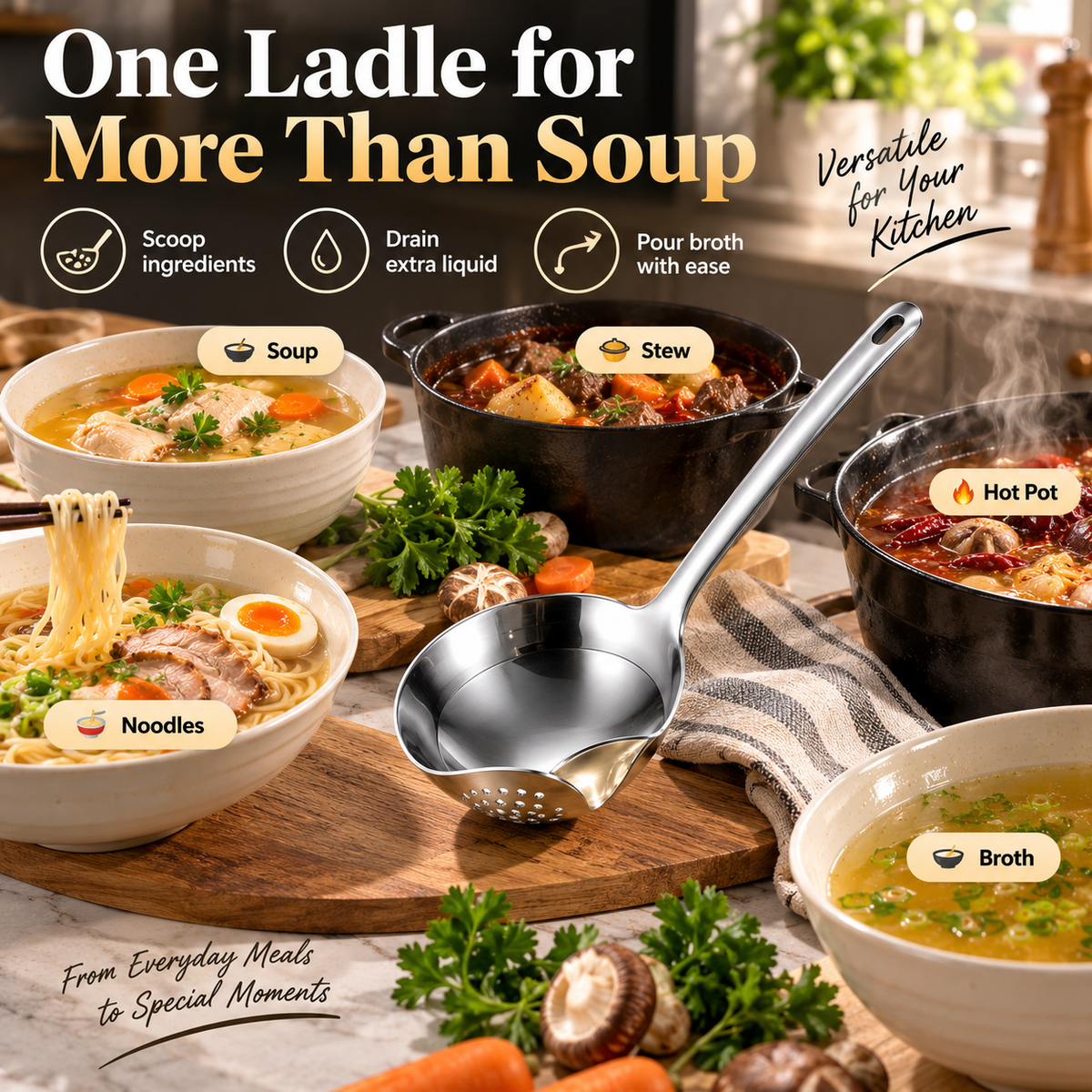 BUY 1 GET 1 FREE🥣 304 Stainless Steel Deep Soup Ladle