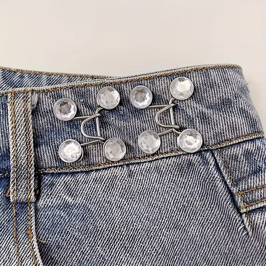 👖8 Pcs Adjustable Jean Waist Tightener | Women's Pants Fashion Metal Button Pin