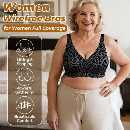 Super Firming Leopard Print Jelly Bra | Women Wirefree Bras No More Sagging Breasts