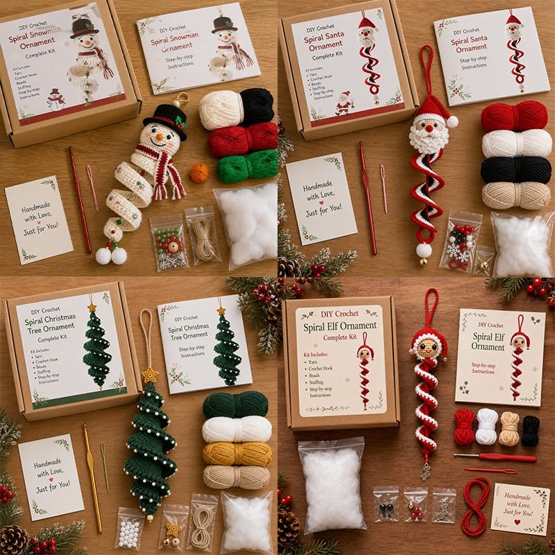 Crochet Snowman Spiral Oranment DIY Kit