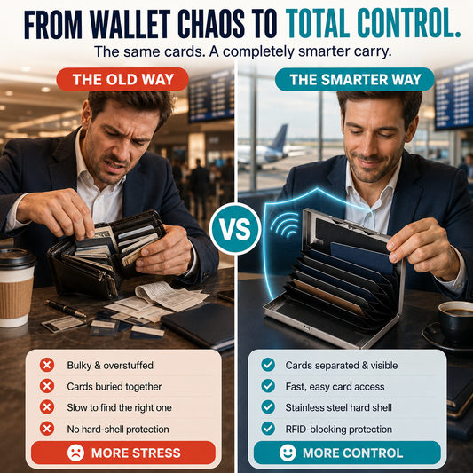 RFID-Blocking Stainless Steel Card Wallet Organized, Secure & Pocket-Ready