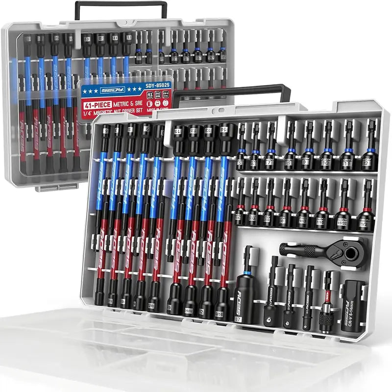 80-Piece Magnetic Impact Nut Driver Set SAE & Metric Socket Bits with Adapters, Extensions & Bit Holder