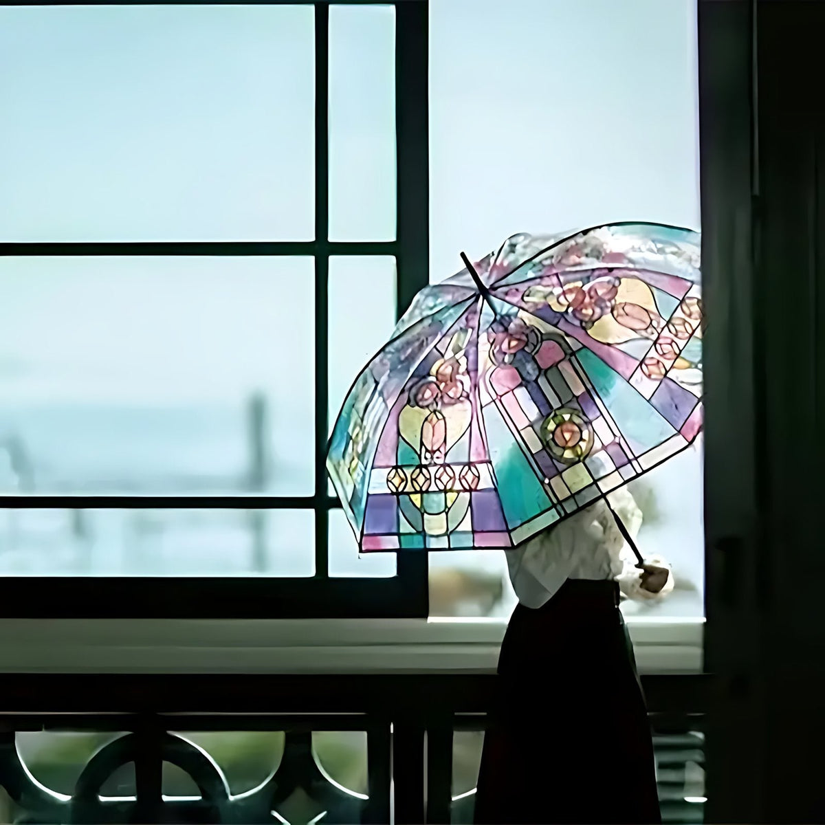 Cathedral Art Stained Glass Inspired Automatic Umbrella