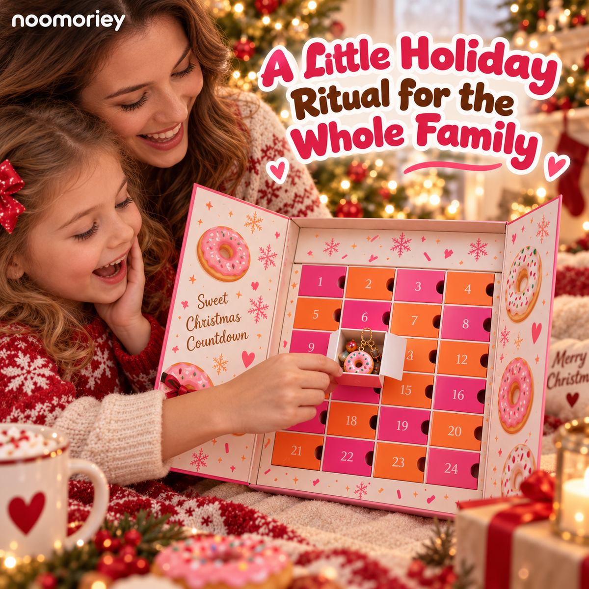Donut-Themed Christmas Advent Calendar 24-Day Holiday Surprise Countdown
