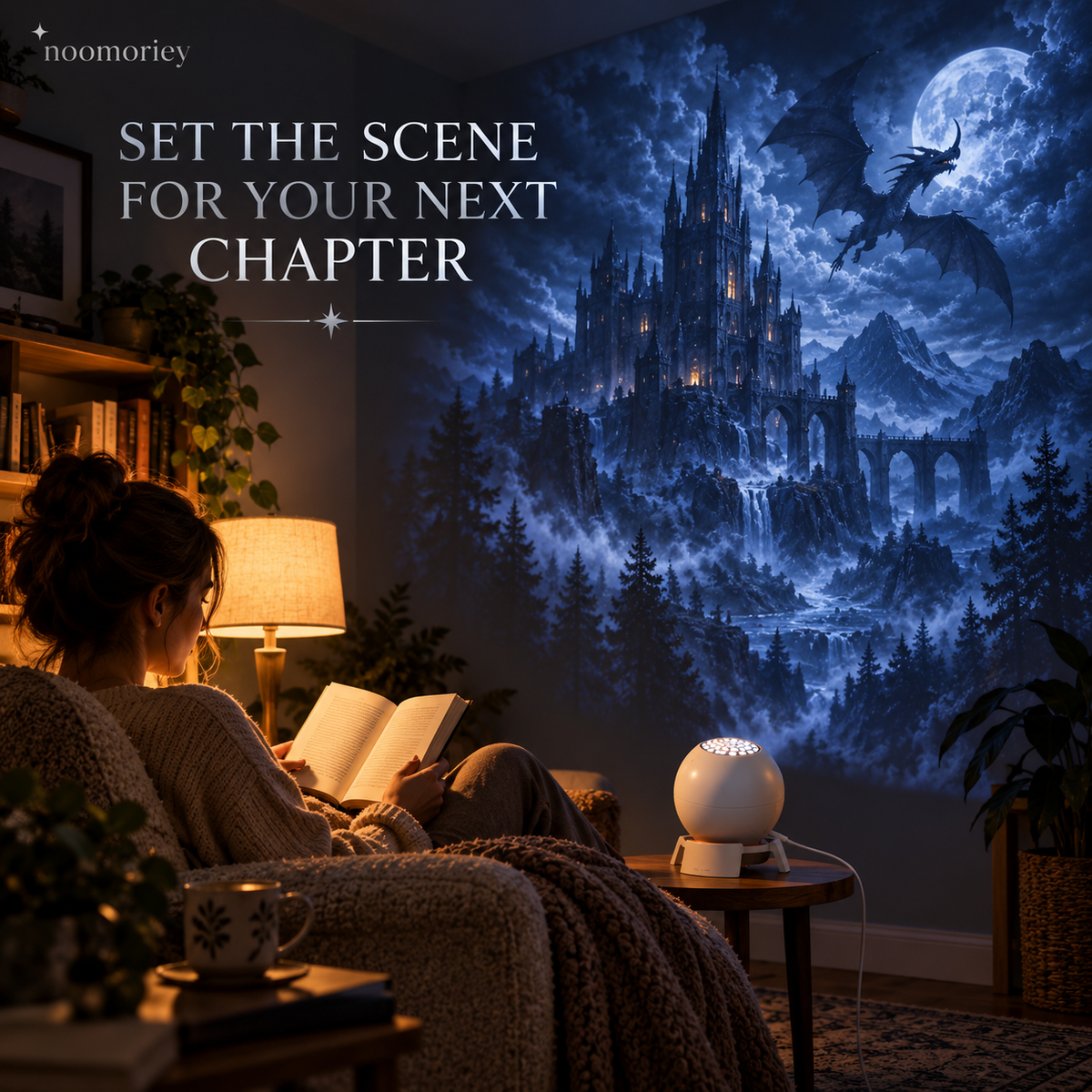 Dark Fantasy Scene Projector Immersive Castle & Moonlit Room Decor