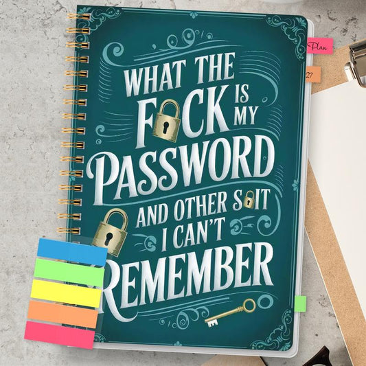 Almost Funny Password Notebook - Spiral Bound with Lock Icons & Funny Security Phrases