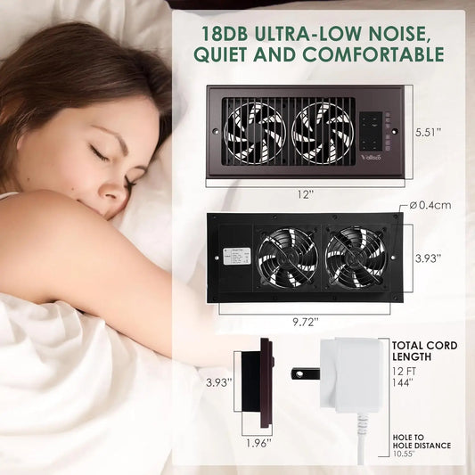 Smart Register Vent Fan with Heating & Cooling Modes, Quiet 18DB Floor Vent Booster Fan with Remote Control