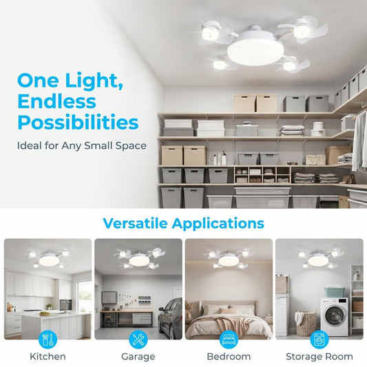 Ceiling Fan Light with Remote, Silent LED Fan & Light 2-in-1 for Bedroom
