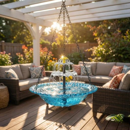 Year --Solar Cascade Hanging Bird Bath Fountain