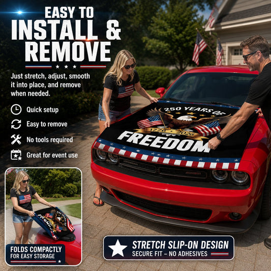Patriotic American Flag Car Hood Cover