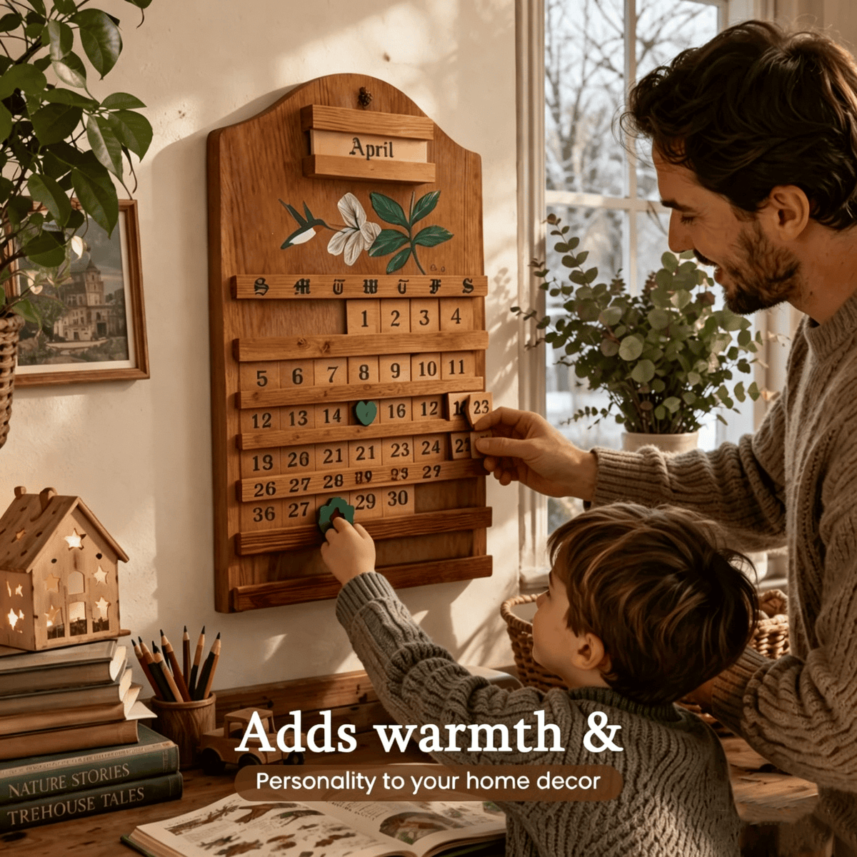 🎄 Festive Wooden Perpetual Calendar