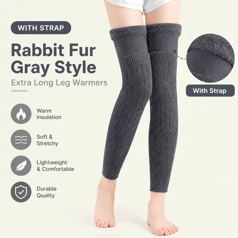 Fleece Knee Warmers Extended Thermal Knee Sleeves for Men & Women with Non-Slip Fit