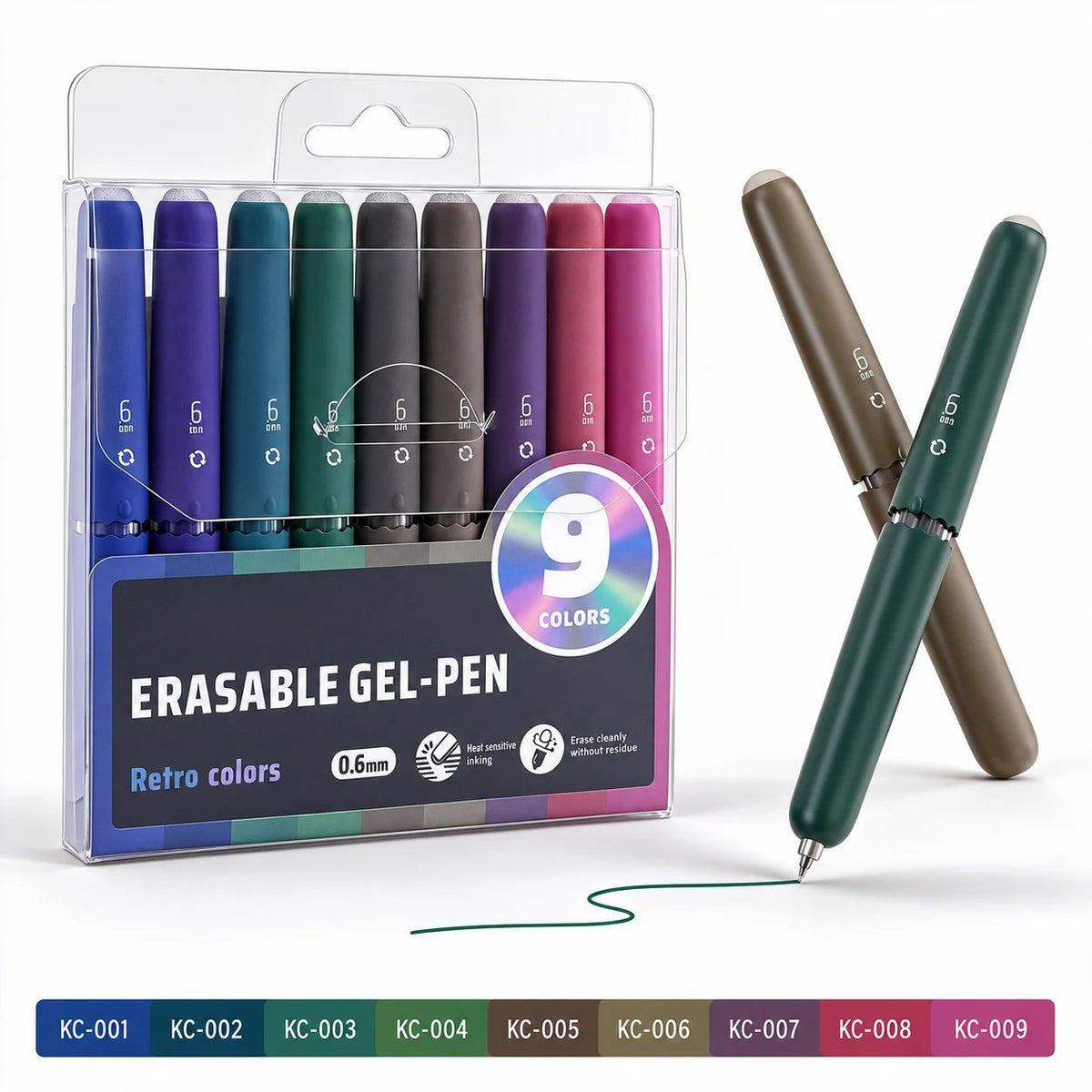 9 Colors Erasable Gel Pen Set