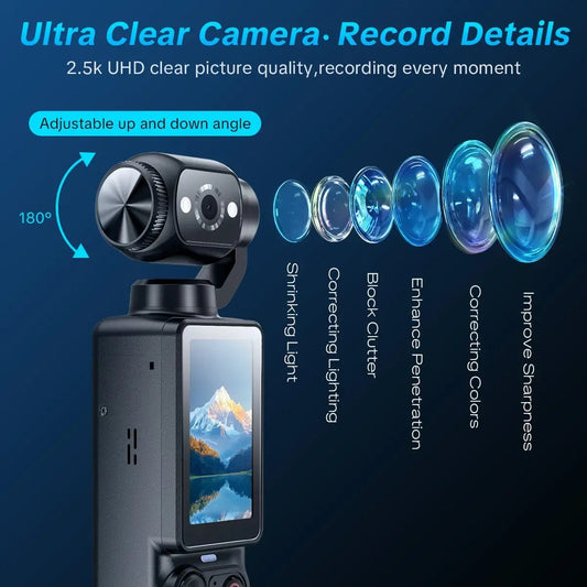 Upgraded Vlogging Camera 180 Rotating Lens, Full-Body Video Recorder for Travel, Daily Life & Content Creation