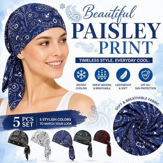 Paisley Cooling Headscarf Cap Set Stay Cool & Chic All Summer!