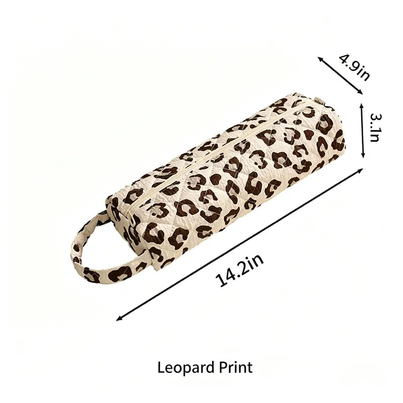 Cute Quilted Makeup Bag | Cylindrical Travel Organizer