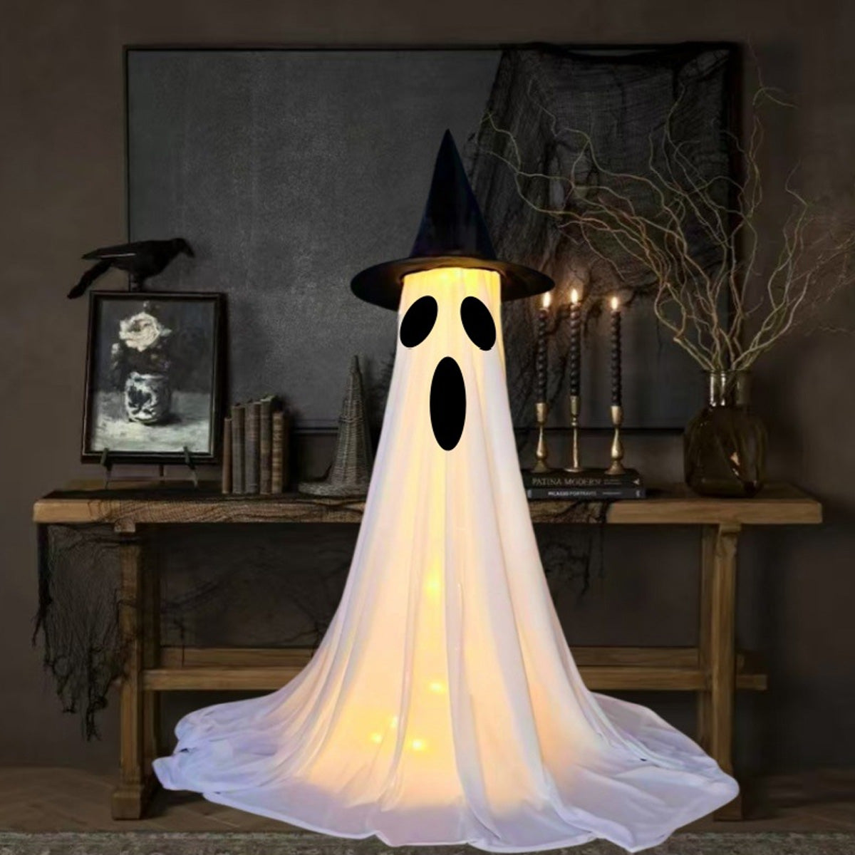Halloween Lighted Ghost Decor Set