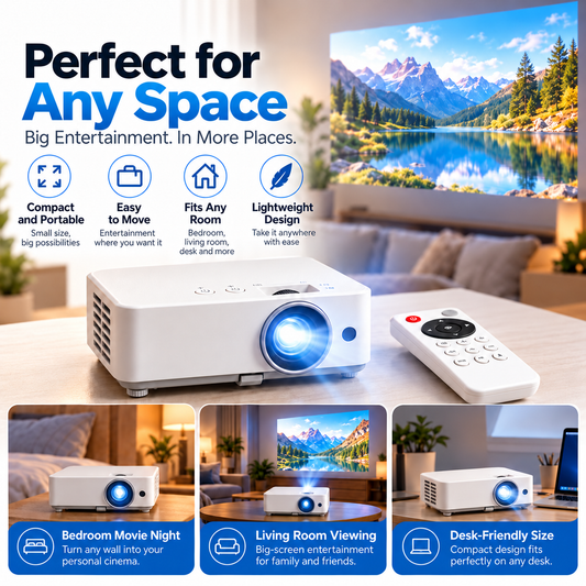 Portable Mini Projector 100' Big Screen, HDMI & USB, Remote Control Included