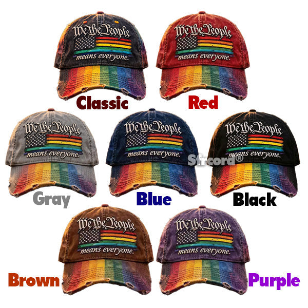 Rainbow Freedom Pride Distressed Cap