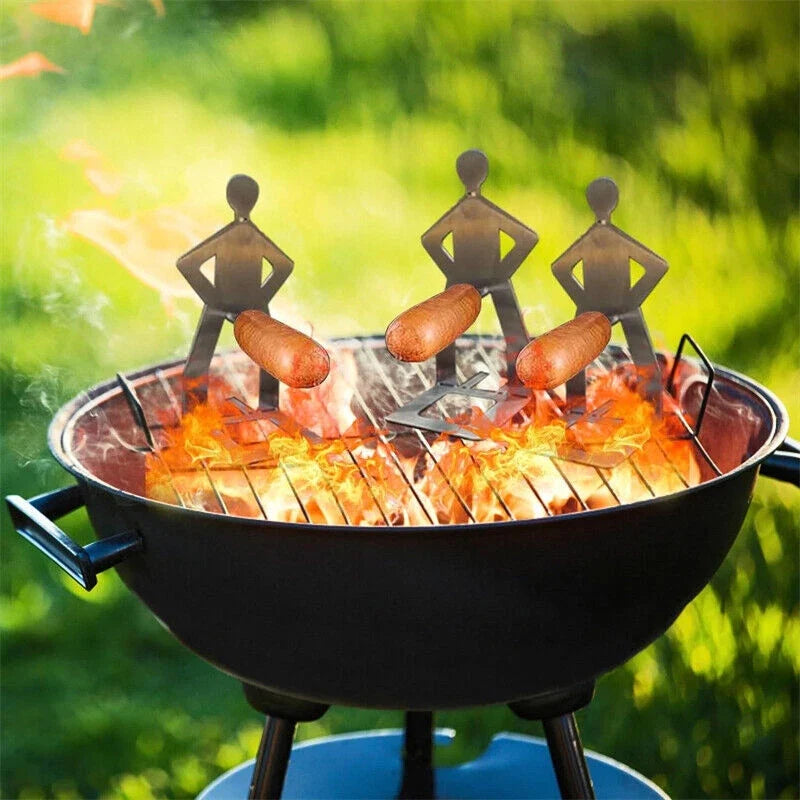 Funny Dog Sausage Stand Holder Portable BBQ Barbecue Rack Roaster Stand