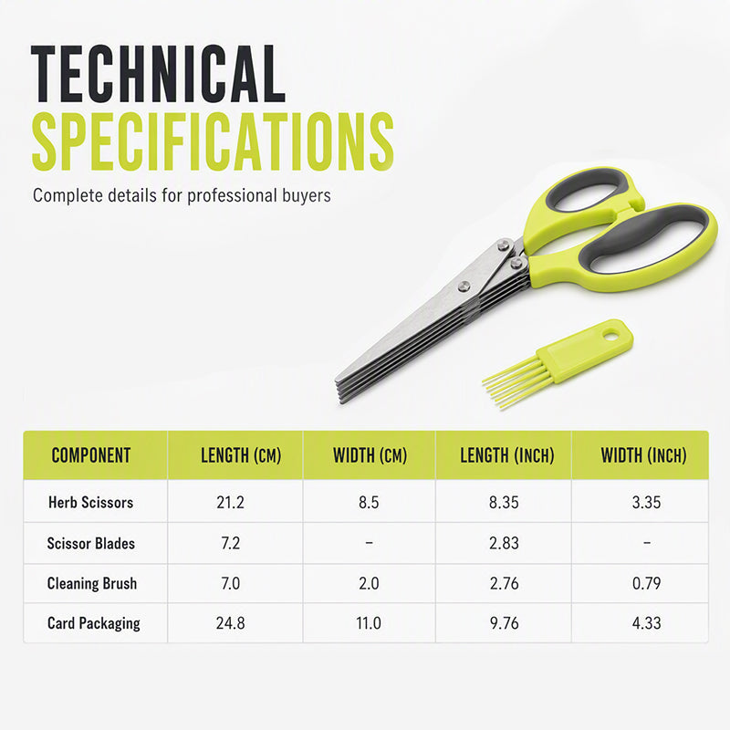 5-Blade Herb Scissors Stainless Steel Kitchen Shears for Herbs, Scallions & Garnishes
