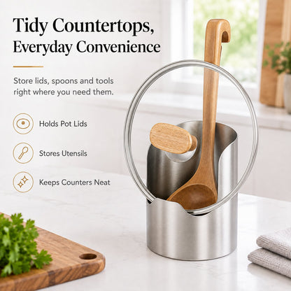 Stainless Steel Pot Lid Holder | Multi-Functional Kitchen Organizer For Lids, Cutting Boards & Utensils