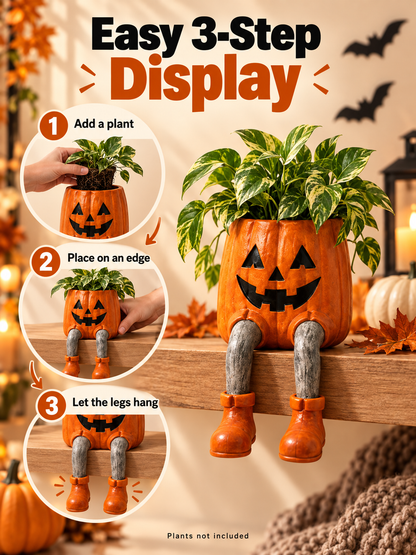 Halloween Dangling-Leg Character Planter Cute Spooky Plant Pot for Fall D cor