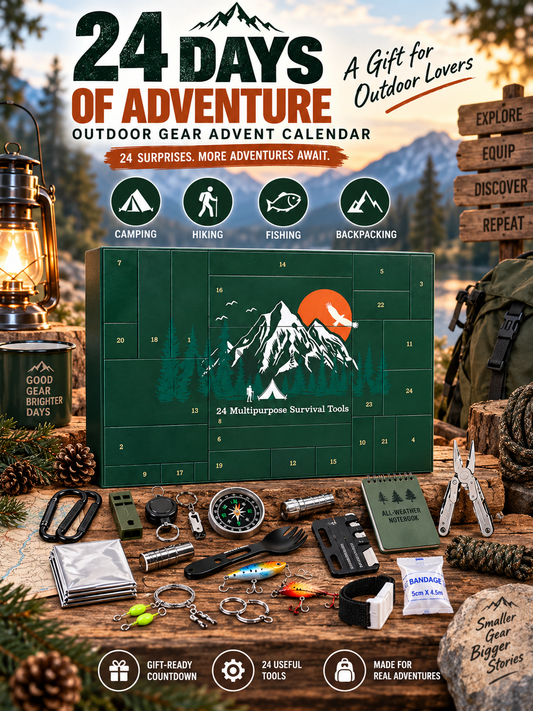 OUTDOOR LOVER FAVORITE | 24-Piece Camping Gear Advent Calendar Christmas Countdown Gift for Adults