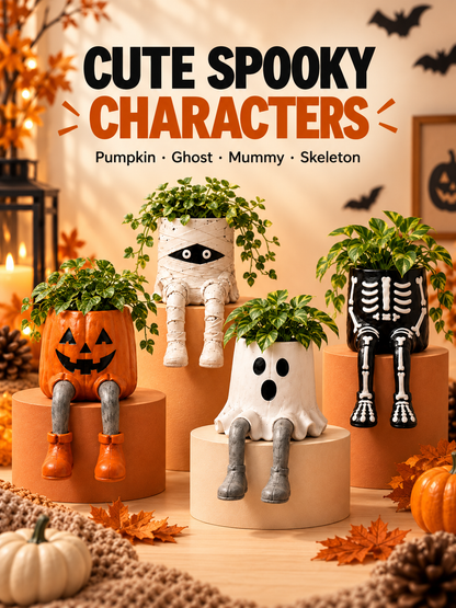 Halloween Dangling-Leg Character Planter Cute Spooky Plant Pot for Fall D cor