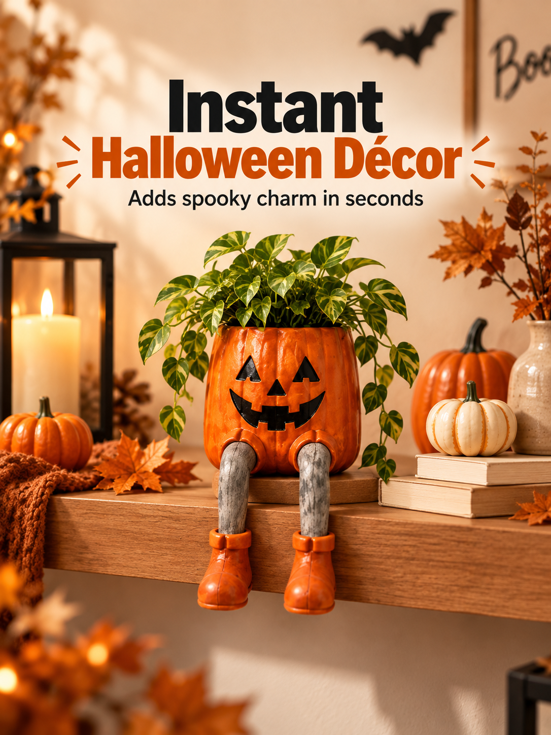 Halloween Dangling-Leg Character Planter Cute Spooky Plant Pot for Fall D cor