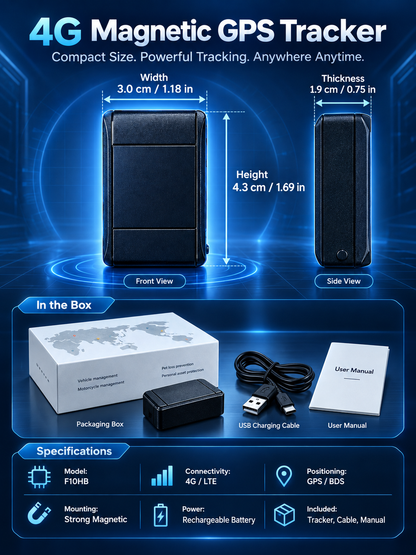 4G Magnetic GPS Tracker Rechargeable Vehicle & Asset Locator