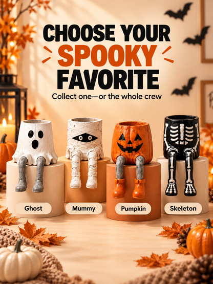 Halloween Dangling-Leg Character Planter Cute Spooky Plant Pot for Fall D cor