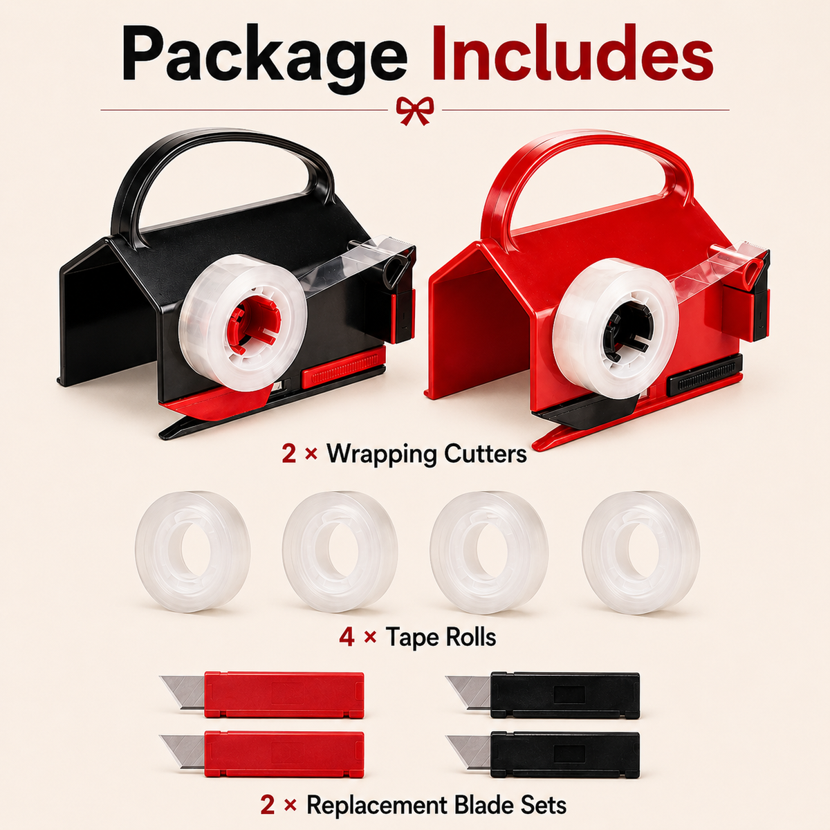 2-in-1 Wrapping Cutter & Tape Dispenser