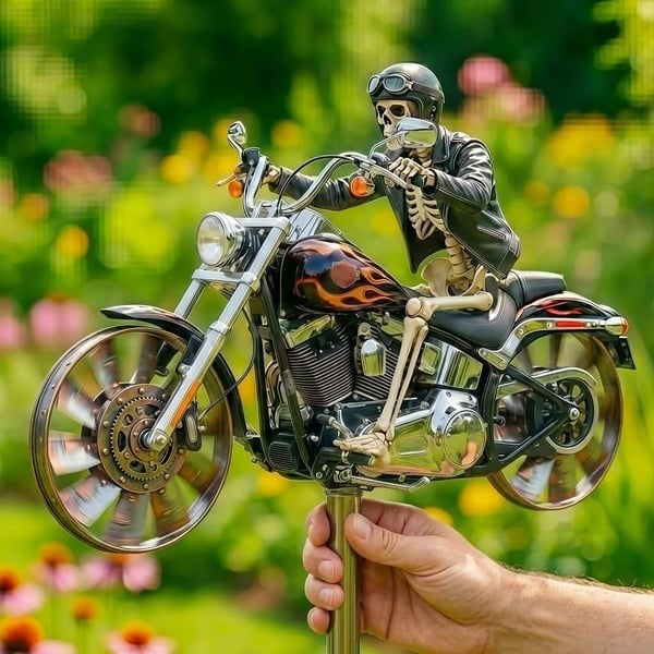 Skull Motorcycle Windmill Spinner