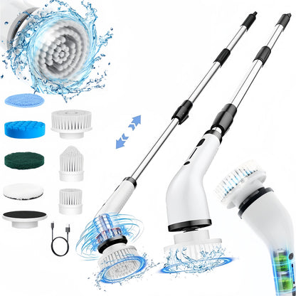 Electric Spin Scrubber Kit, Cordless Waterproof Power Cleaning Brush, Multi Replaceable Brush Heads for Bathroom, Tile