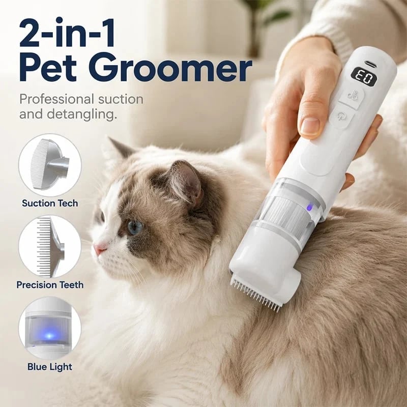 Electric Pet Hair Comb Suction & Detangling Tool, Gentle Grooming for Dogs & Cats