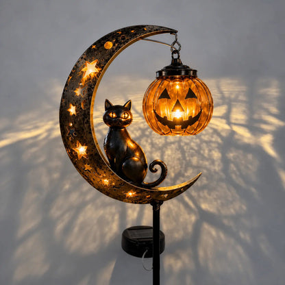 Solar Cat Pumpkin Stake