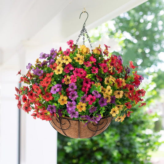 Artificial Hanging Flower Basket No Watering, No Wilting Everlasting Beauty for Your Home