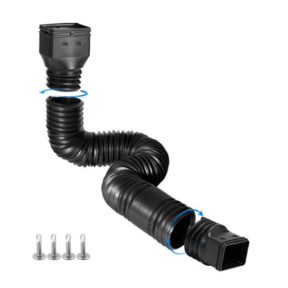 Flexible Rain Gutter Downspout Extension Kit Adjustable 22"-63" Drain Pipe with Leaf Filter for Foundation Protection