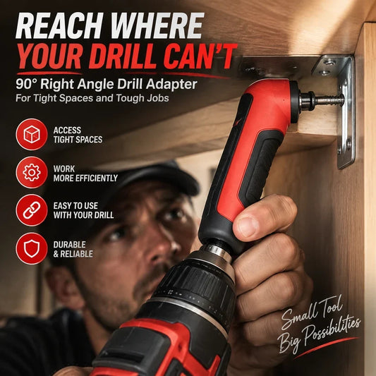 1/4' Right Angle Drill Adapter High-Torque 90 Driver for Tight Spaces