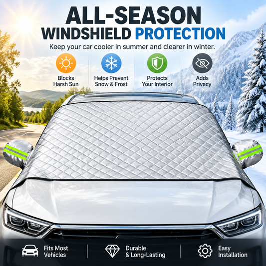 All-Season Magnetic Windshield Cover for Sun, Snow & Frost, Fits Cars, SUVs & Trucks