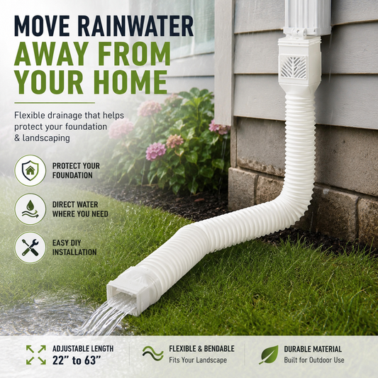 Flexible Rain Gutter Downspout Extension Kit Adjustable 22"-63" Drain Pipe with Leaf Filter for Foundation Protection