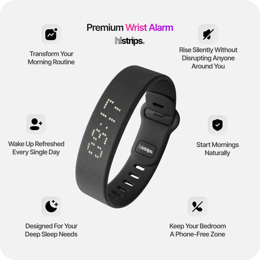 Silent Vibration Alarm Clock - Wrist-Worn Wake-Up Device for Heavy Sleepers, Avoids Disturbing Partners