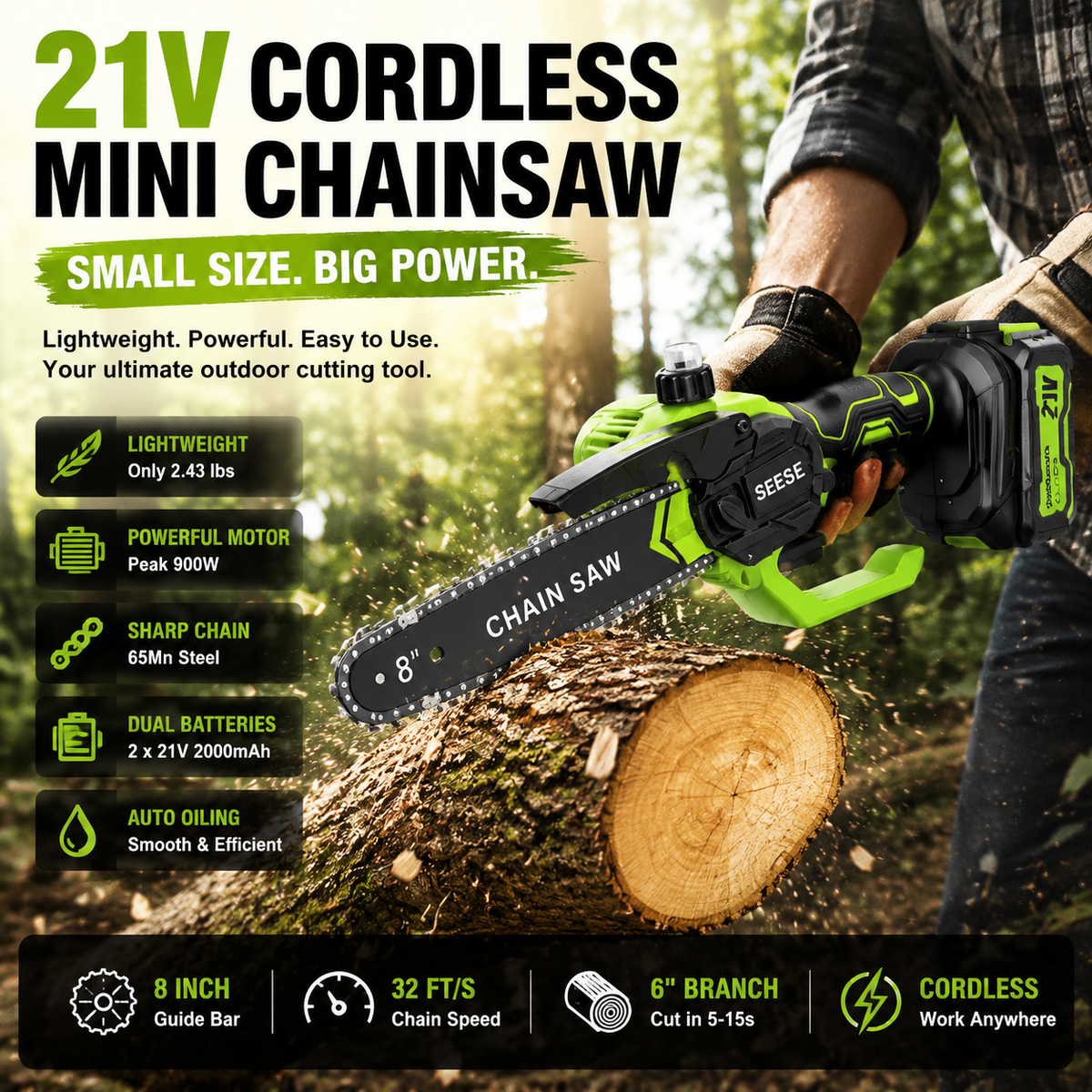 Mini Chainsaw 8-Inch Portable Electric Chainsaw for Tree Trimming & DIY URL Handle